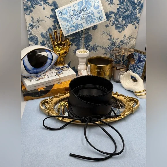 🆕 BRONX & BANCO 🧿 NWOT Briana Faux Leather Tie-Around Belt, Black - Picture 2 of 16